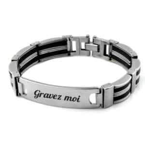 Bracelet acier inoxydable prénom gravure personnalisée