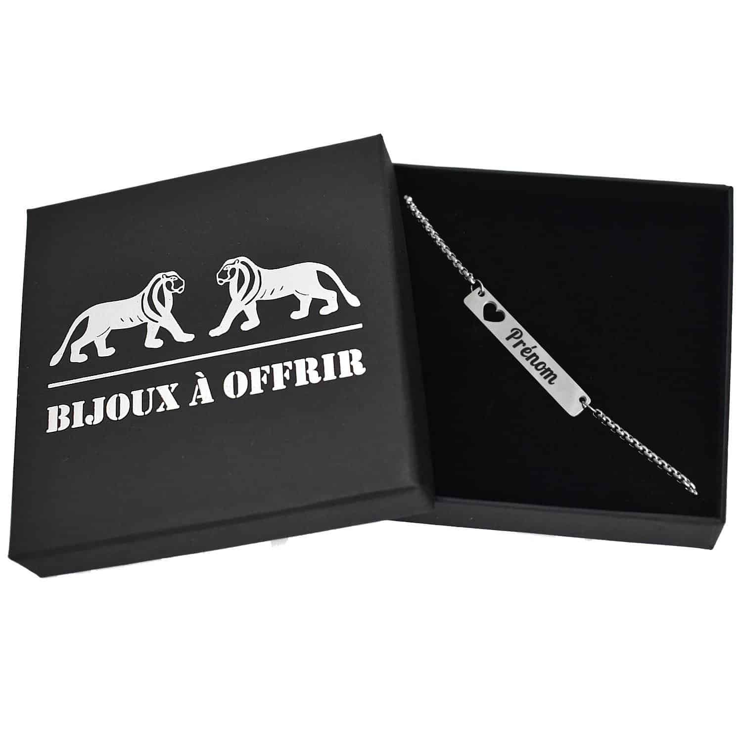 bracelet cœur ajouré gravé acier inoxydable cadeau maman personnalisé fête des mères