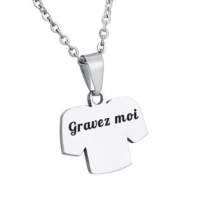 Collier maillot t-shirt prénom acier gravure personnalisée