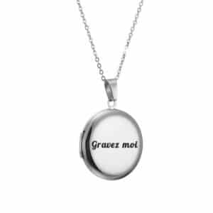 Collier médaillon photo acier gravure personnalisée