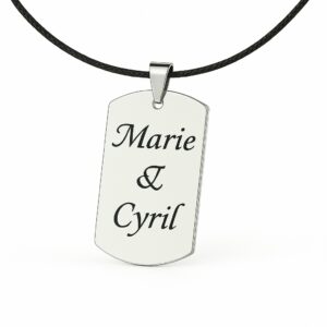 Collier plaque militaire acier inoxydable poli gravure personnalisée