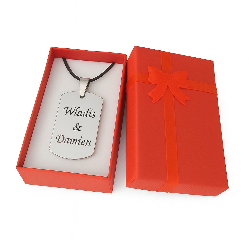 Collier Plaque Militaire Cordon Noir Personnalisé Gravé – Cadeau Homme Femme 2 Collier plaque militaire acier inoxydable poli gravure personnalisée