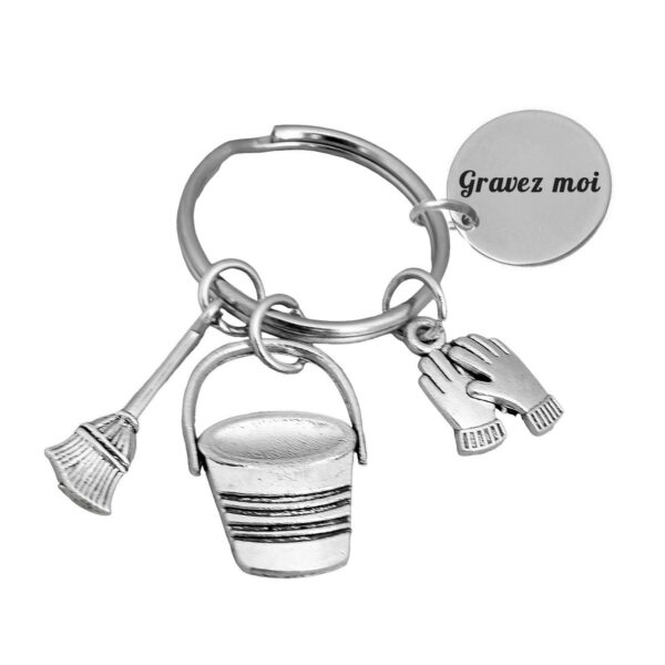 Porte-clés Agent d&rsquo;Entretien Personnalisé Gravé – Cadeau Femme de Ménage, Propreté ou Départ en Retraite