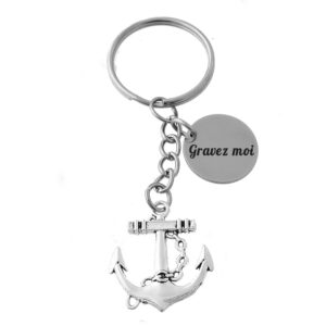 Porte-clés Ancre Marine gravé