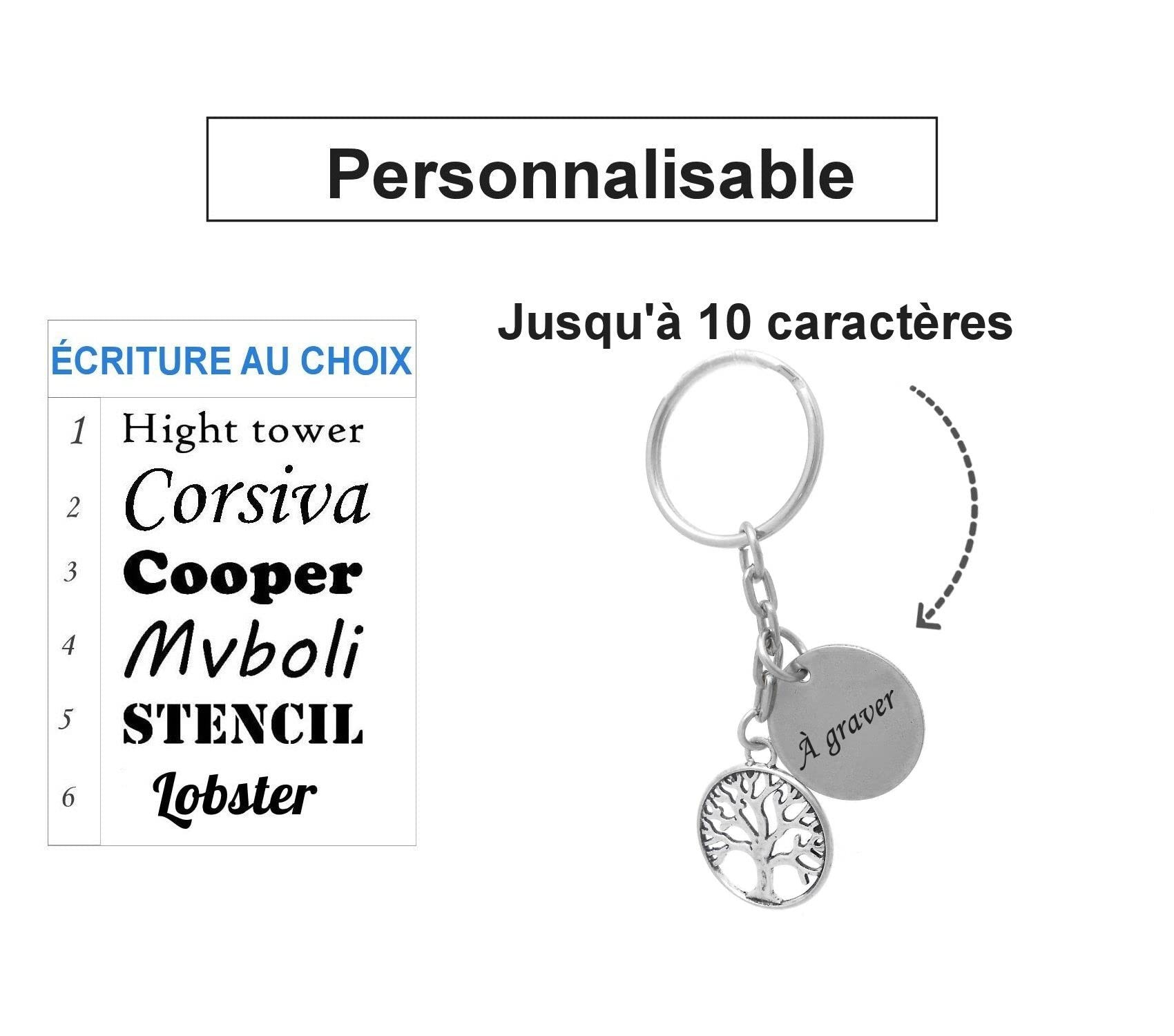 Porte-clés Arbre de Vie Personnalisé Gravé – Cadeau Famille, Enracinement ou Symbole de Vie 6 Porte-clés Arbre de Vie gravé — pendentif