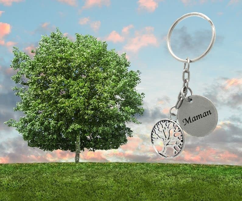 Porte-clés Arbre de Vie Personnalisé Gravé – Cadeau Famille, Enracinement ou Symbole de Vie 7 Porte-clés Arbre de Vie gravé — pendentif