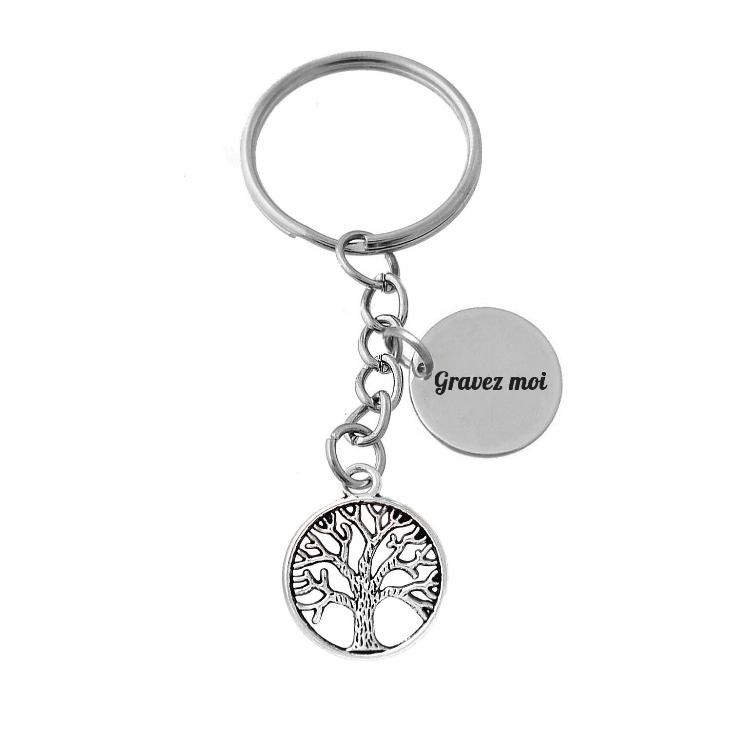 Porte-clés Arbre de Vie Personnalisé Gravé – Cadeau Famille, Enracinement ou Symbole de Vie 1 Porte-clés Arbre de Vie gravé — pendentif