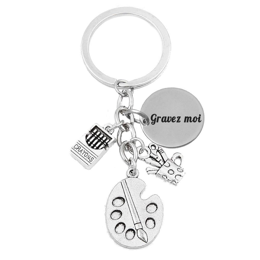 Porte-clés Artiste Dessinateur Personnalisé Gravé – Cadeau Illustration, Arts Plastiques ou Passion Créative 1 Porte-clés Artiste Dessinateur gravé
