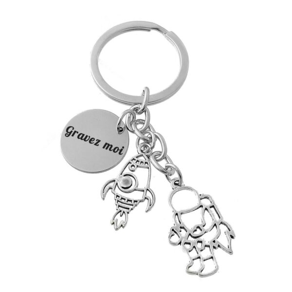 Porte-clés Astronaute & Fusée Personnalisé Gravé – Cadeau Espace, Cosmonaute ou Rêveur d&rsquo;Étoiles