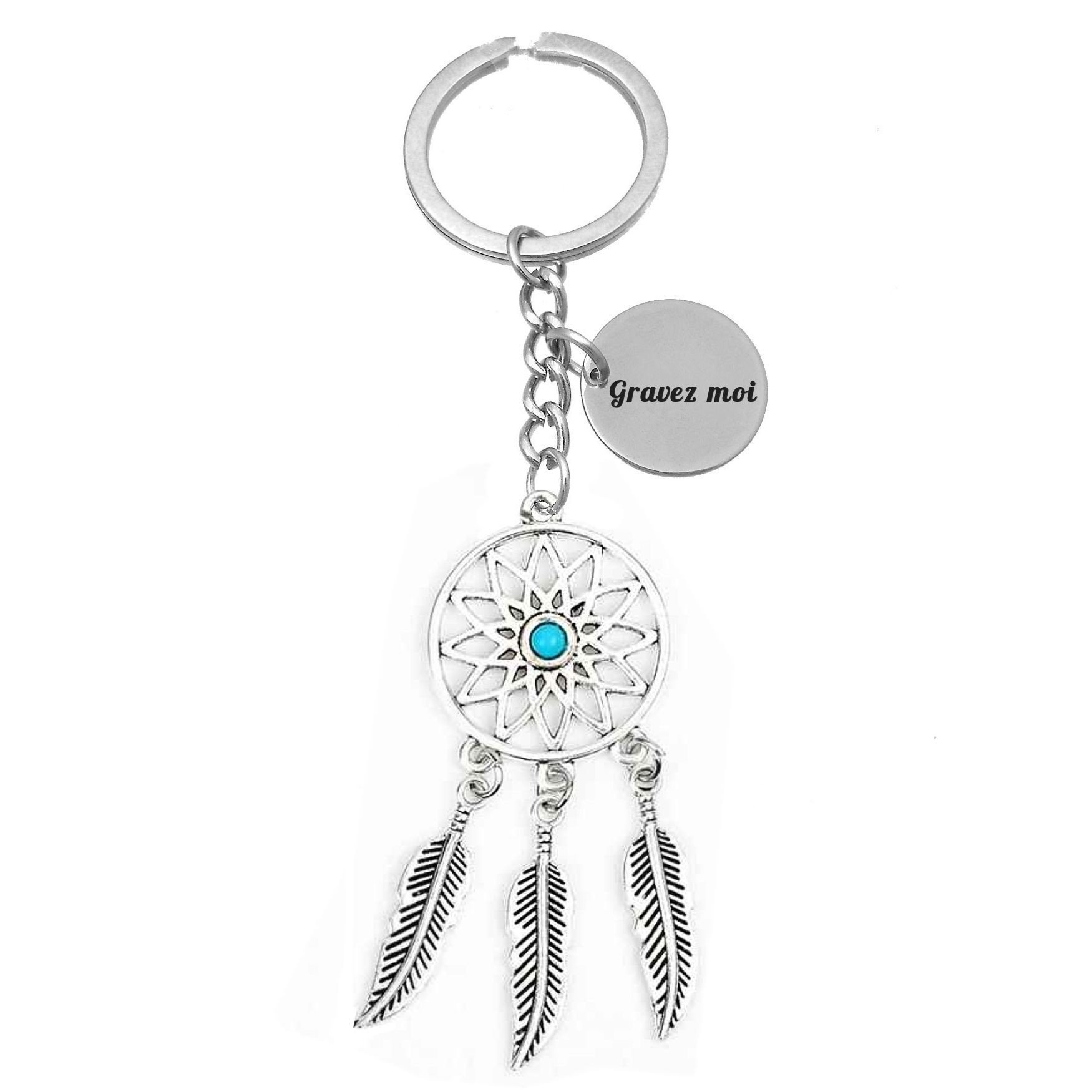 Porte-clés Attrape-Rêves Personnalisé Gravé – Cadeau Bohème, Spirituel ou Bonne Étoile 1 Porte-clés Attrape-Rêves gravé