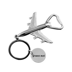 Porte-clés Avion de Chasse gravé — décapsuleur