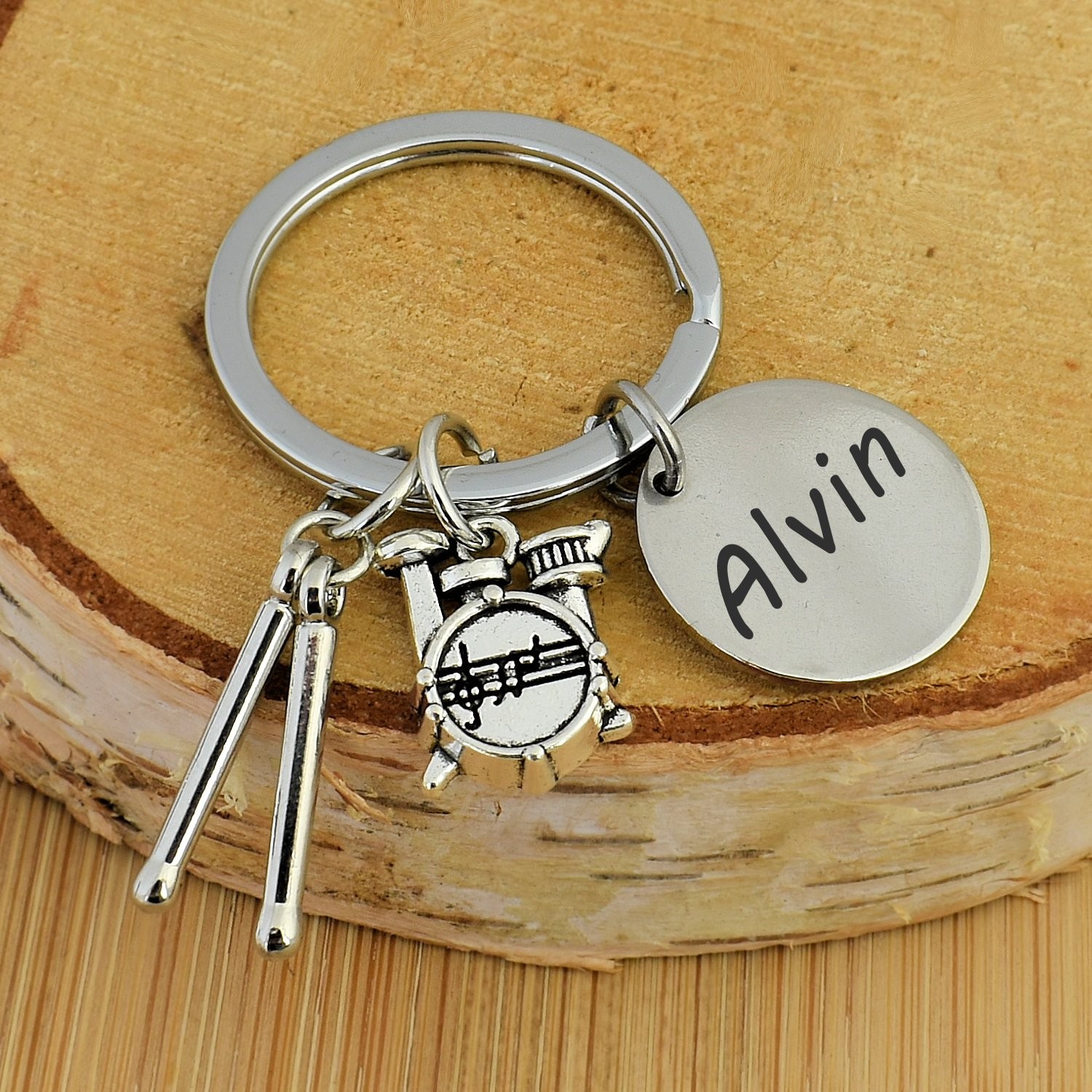 Porte-clés Batterie Personnalisé Gravé – Cadeau Batteur, Musicien ou Passionné de Rythme 3 Porte-clés Batterie & Baguettes gravé