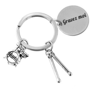 Porte-clés Batterie & Baguettes gravé