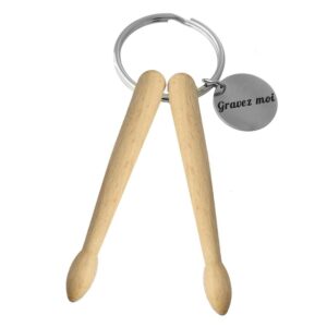 Porte-clés Batterie gravé — baguettes