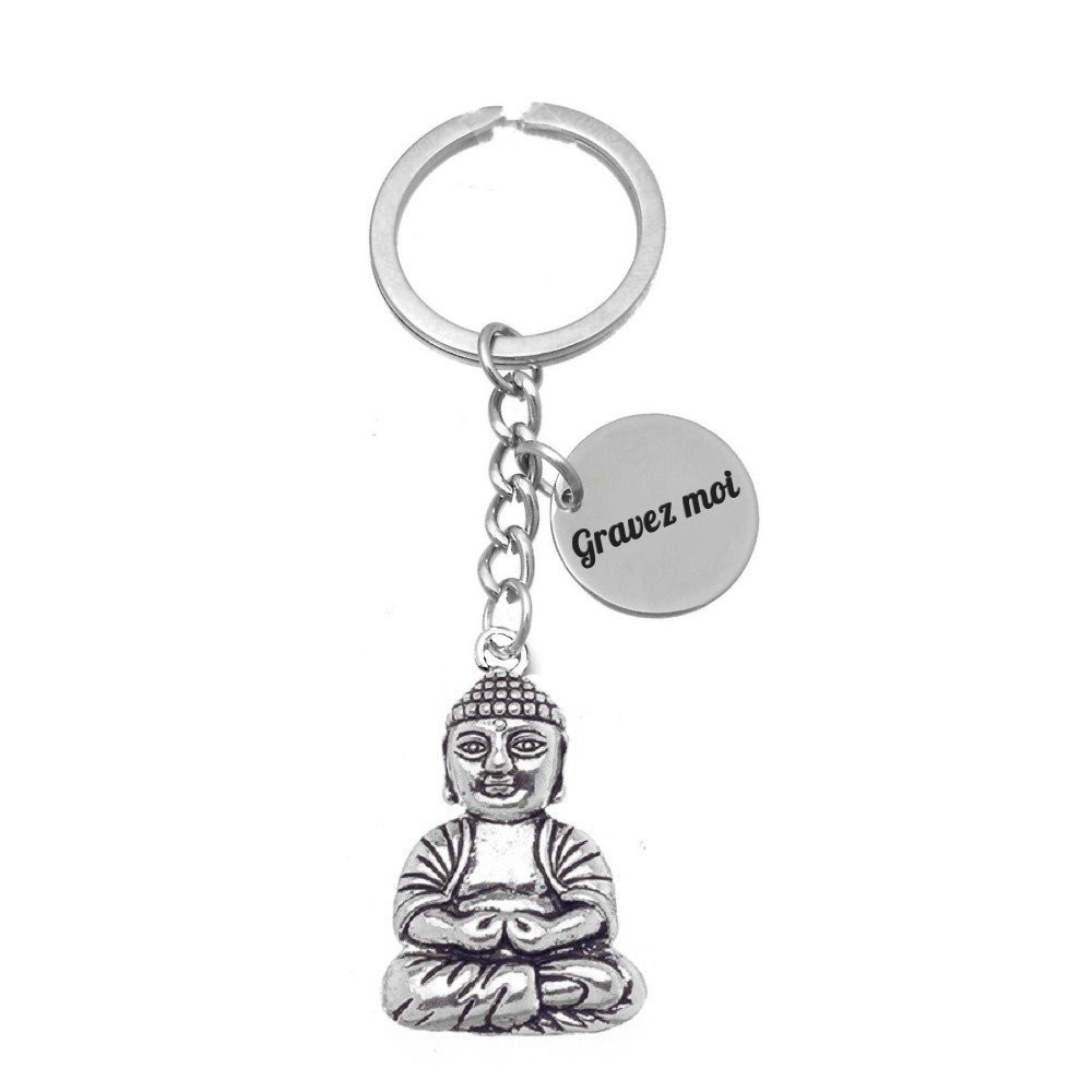 Porte-clés Bouddha Personnalisé Gravé – Cadeau Méditation, Zen ou Sérénité Intérieure 1 Porte-clés Bouddha gravé