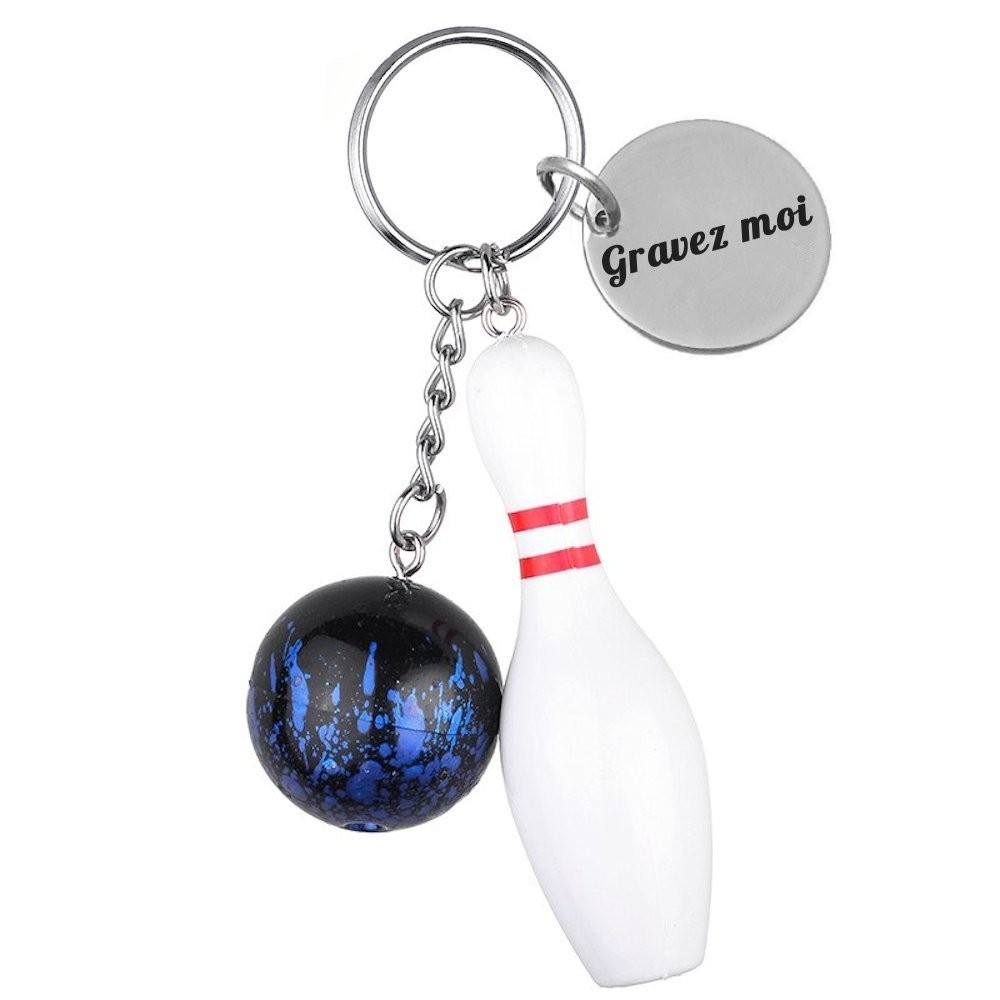 Porte-clés Bowling Personnalisé Gravé – Cadeau Joueur de Bowling, Soirée Strike ou Passion Quilles 1 Porte-clés Bowling gravé — quille et boule