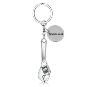 Porte-clés Bricoleur gravé — clé à molette