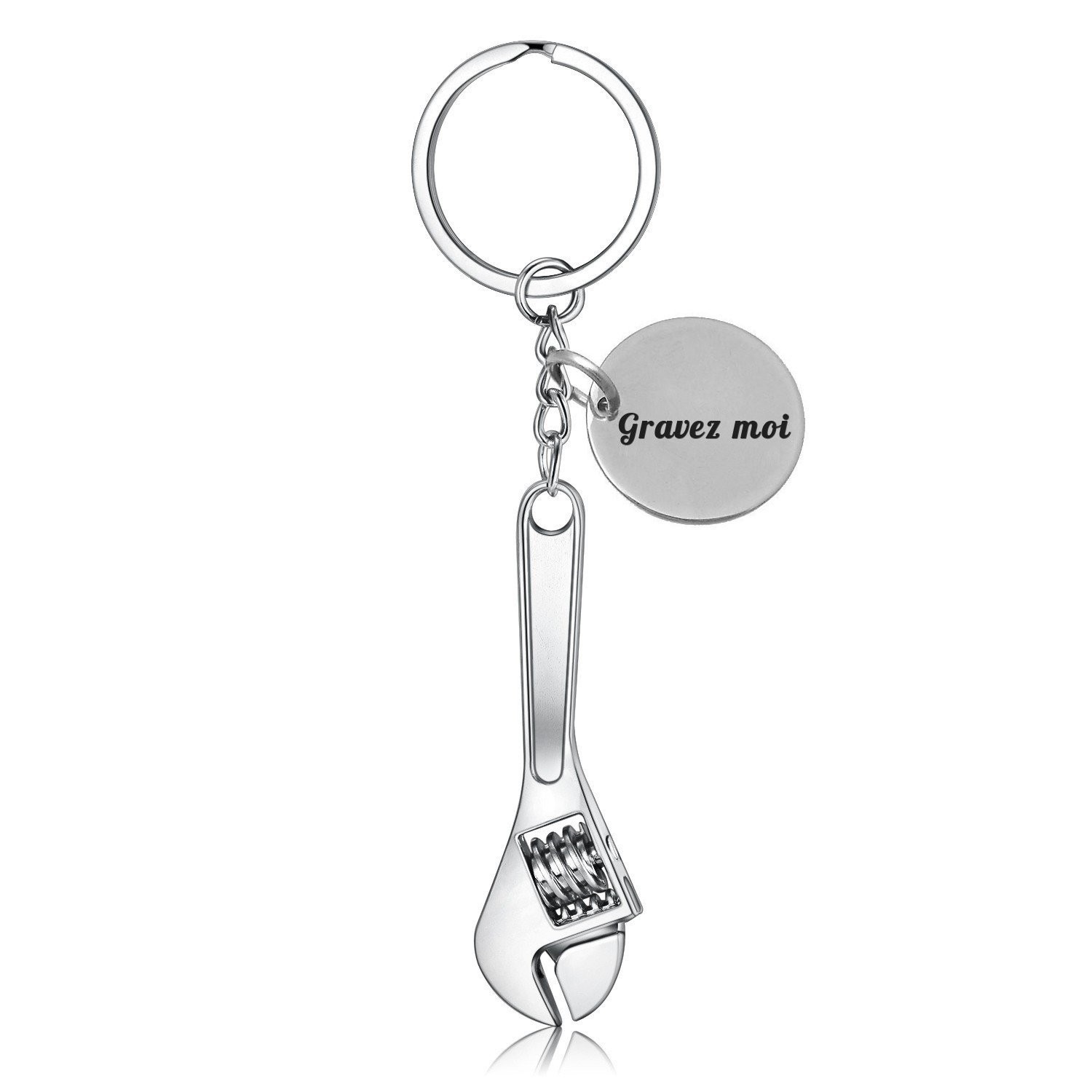 Porte-clés Clé à Molette gravé — Cadeau Bricoleur Mécanicien Personnalisé 1 Porte-clés Bricoleur gravé — clé à molette