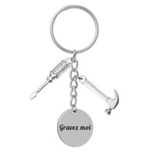 Porte-clés Bricoleur gravé — marteau tournevis