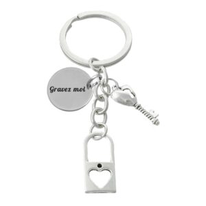 Porte-clés Cadenas & Cœur gravé