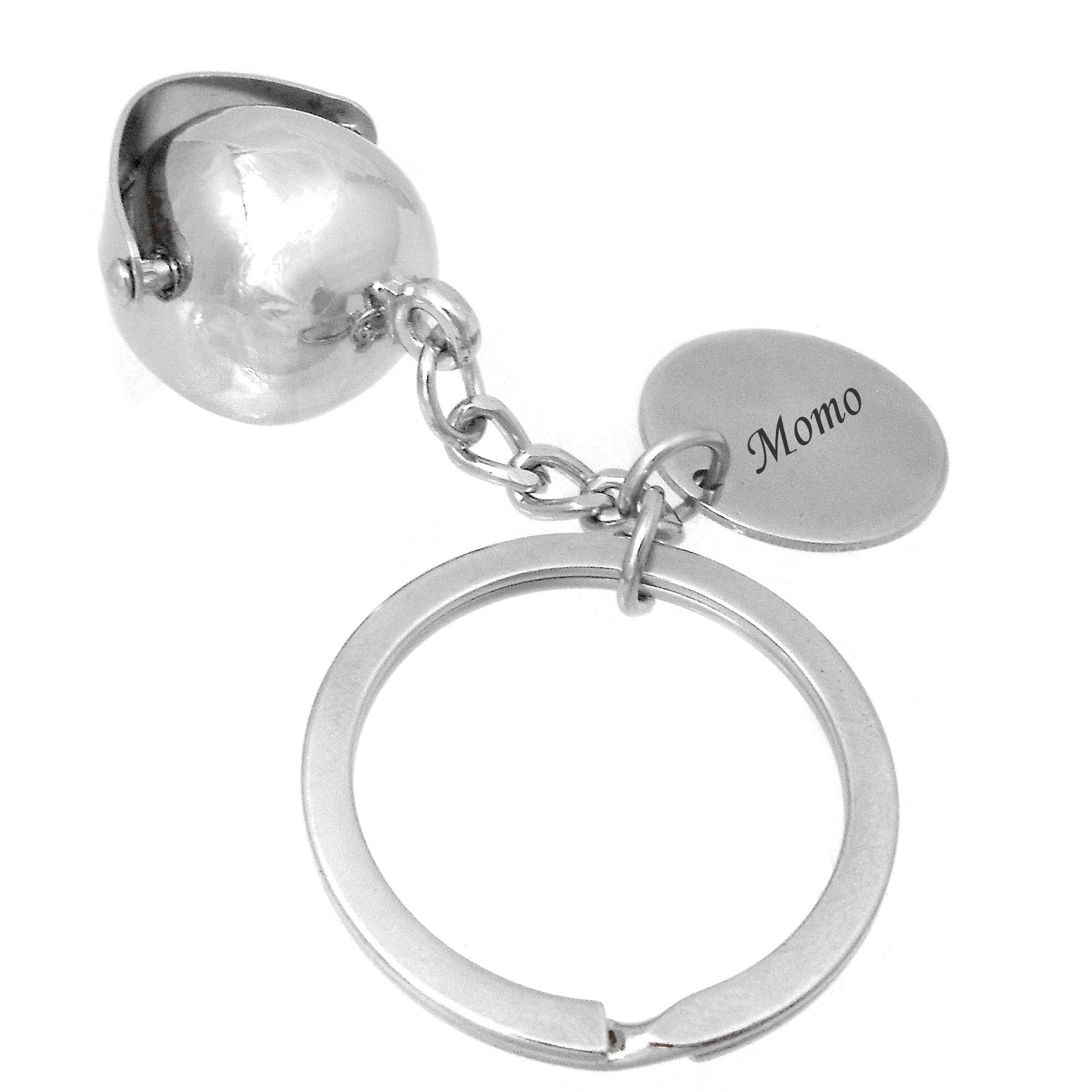 Porte-clés Casque Moto gravé — Cadeau Motard Personnalisé Métal Argenté 3D 3 Porte-clés Casque Moto gravé