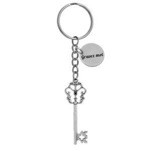 Porte-clés Clé de Château gravé — vintage