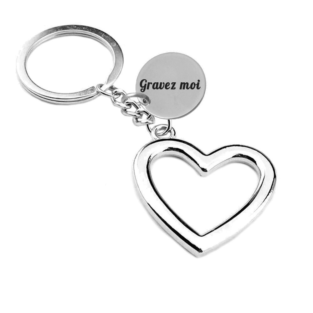 Porte-clés Cœur Personnalisé Gravé – Cadeau Amour, Amitié ou Saint-Valentin 1 Porte-clés Cœur gravé