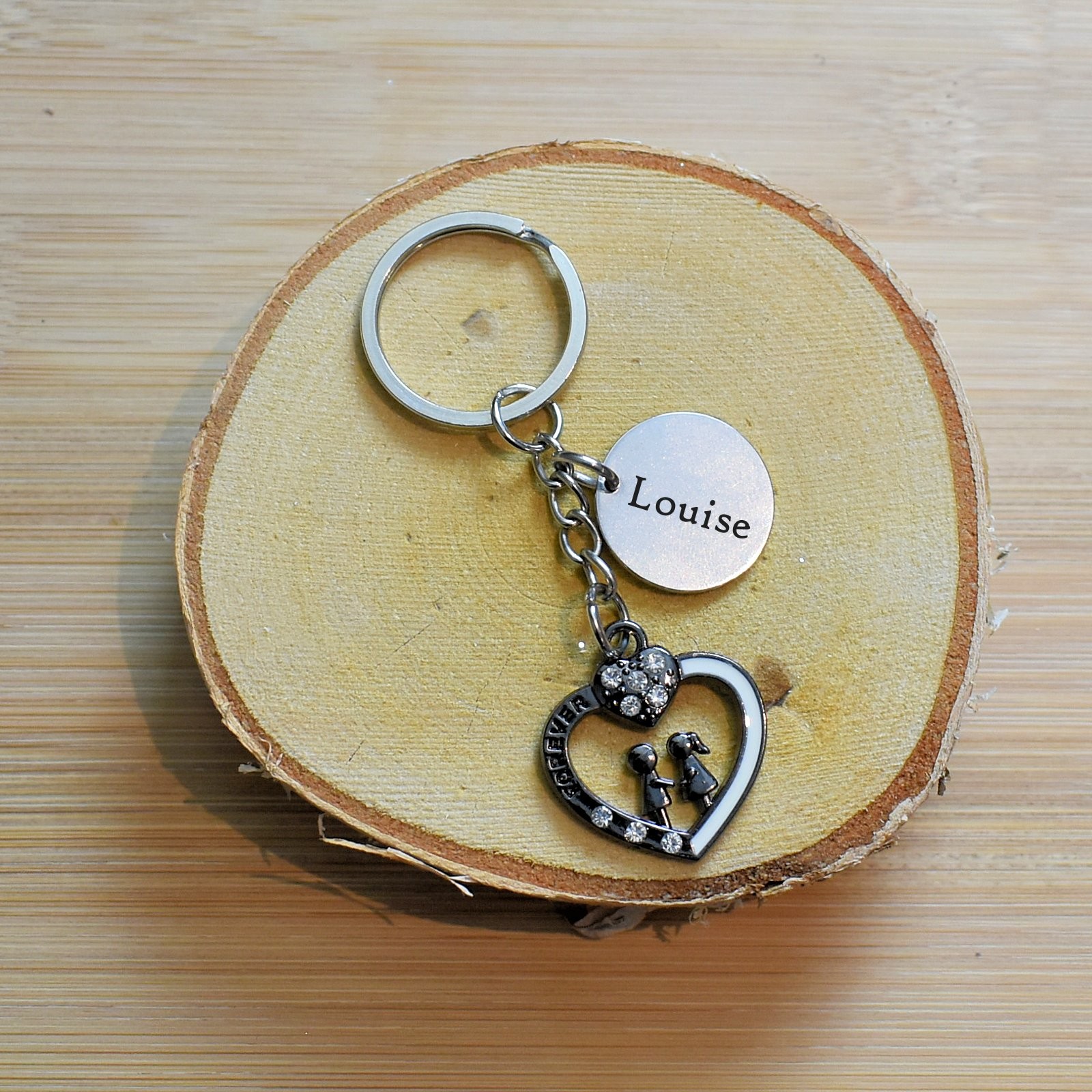 Porte-clés Couple Personnalisé Gravé – Cadeau Amour, Saint-Valentin ou Anniversaire de Couple 2 Porte-clés Couple gravé — cœur strass