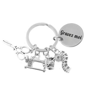 Porte-clés Couturière gravé — accessoires couture