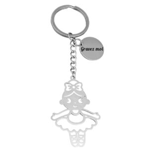 Porte-clés Danse Classique gravé — Ballerine Ajourée Cadeau Danseuse Personnalisé Acier