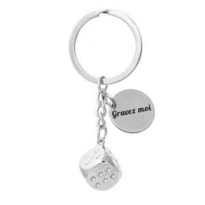 Porte-clés Dé de Jeu gravé — 3D Cadeau Joueur Plateau Jeux de Rôle Personnalisé