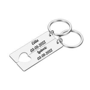 Porte-clés Demi-Cœur gravé — lot de 2 acier