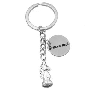 Porte-clés Échecs gravé — cavalier