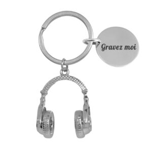 Porte-clés Écouteurs Musique gravé