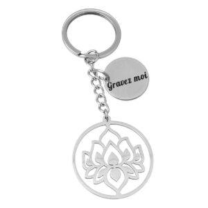 Porte-clés Fleur de Lotus Personnalisé Gravé – Cadeau Yoga, Méditation ou Éveil Spirituel