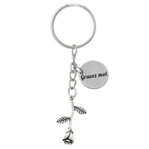 Porte-clés Fleur de Rose gravé