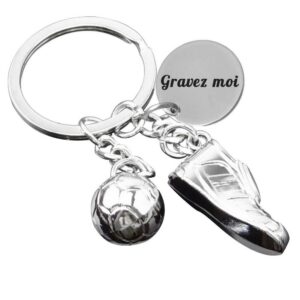 Porte-clés Football gravé — ballon et chaussure