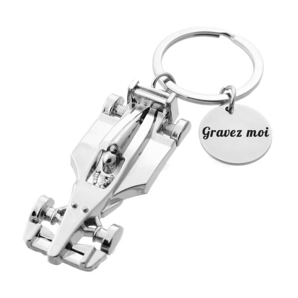 Porte-clés Formule 1 Personnalisé Gravé – Cadeau Passionné de F1, Pilote ou Fan de Course Automobile