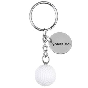 Porte-clés Golf gravé — balle blanche