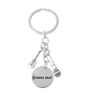 Porte-clés Guitare & Micro gravé