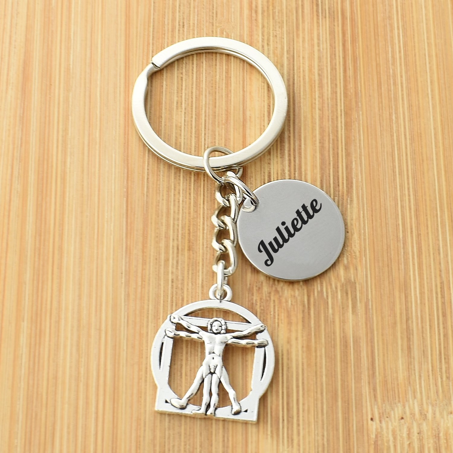 Porte-clés Homme de Vitruve Personnalisé Gravé – Cadeau Art, Science ou Esprit Curieux 2 Porte-clés Homme de Vitruve gravé