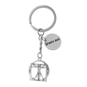 Porte-clés Homme de Vitruve gravé