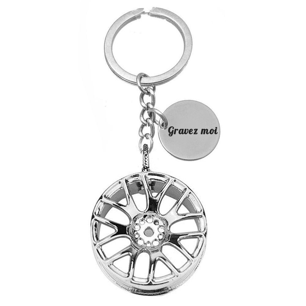 Porte-clés Jante Tuning Personnalisé Gravé – Cadeau Passionné d'Auto, Mécanicien ou Fan de Tuning 1 Porte-clés Jante Tuning gravé