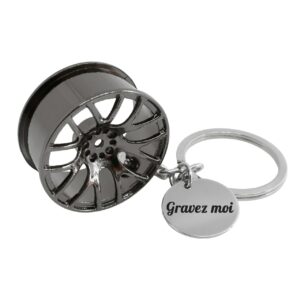 Porte-clés Jante Tuning Noir gravé