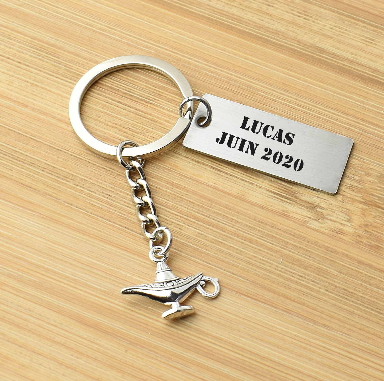 Porte-clés Lampe du Génie Personnalisé Gravé – Cadeau Magique, Conte Oriental ou Rêveur 2 Porte-clés Lampe du Génie gravé