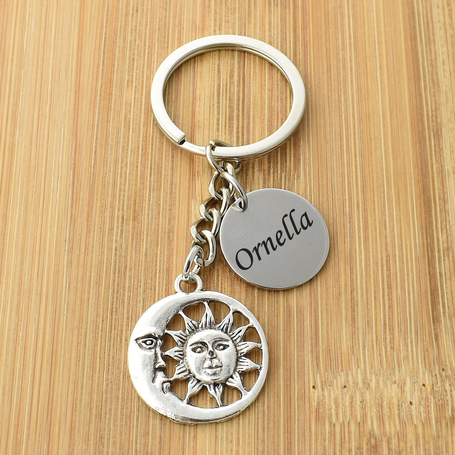 Porte-clés Lune & Soleil Personnalisé Gravé – Cadeau Astro, Spirituel ou Bohème 2 Porte-clés Lune & Soleil gravé