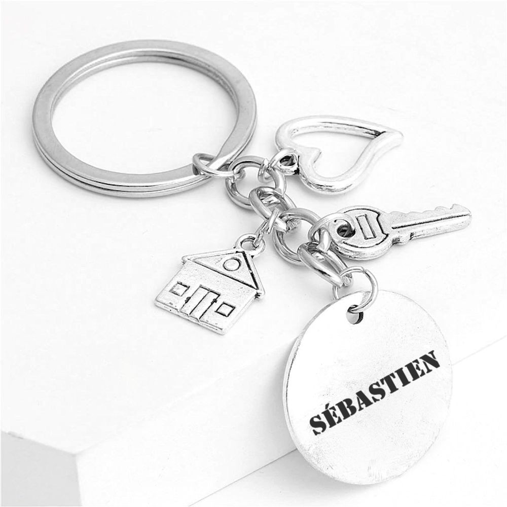 Porte-clés Maison Cœur Clé Personnalisé Gravé – Cadeau Emménagement, Couple ou Nouveau Foyer 2 Porte-clés Maison & Cœur gravé