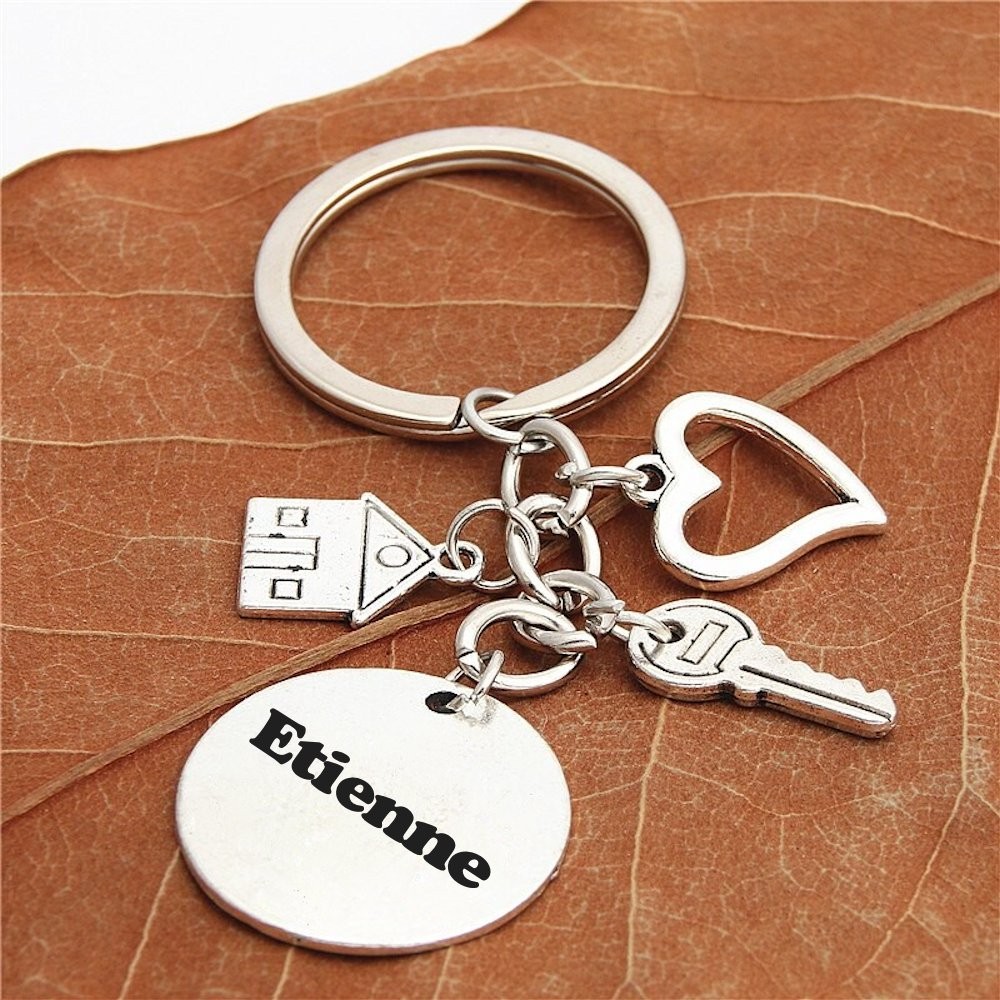 Porte-clés Maison Cœur Clé Personnalisé Gravé – Cadeau Emménagement, Couple ou Nouveau Foyer 5 Porte-clés Maison & Cœur gravé