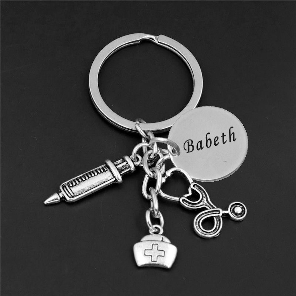 Porte-clés Médical Personnalisé Gravé – Cadeau Infirmière, Médecin ou Soignant 2 Porte-clés Médical gravé — 3 pendentifs