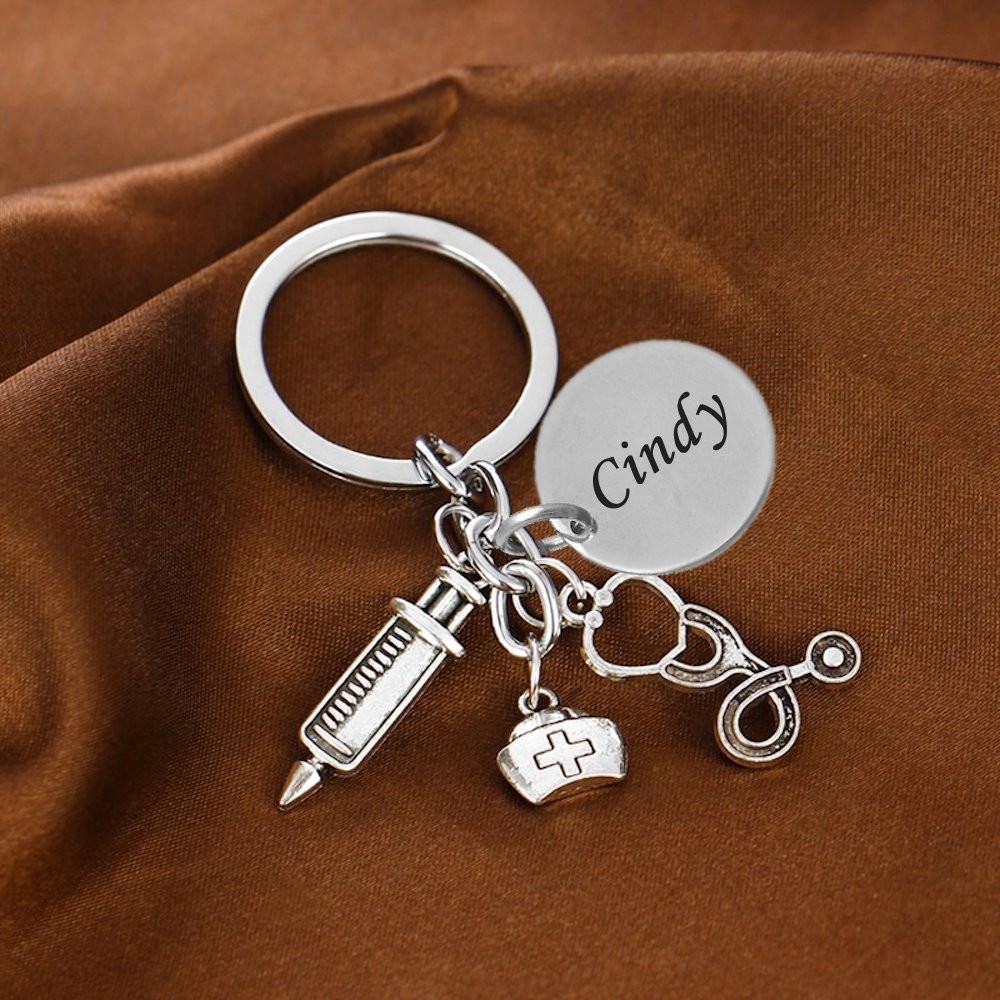 Porte-clés Médical Personnalisé Gravé – Cadeau Infirmière, Médecin ou Soignant 3 Porte-clés Médical gravé — 3 pendentifs
